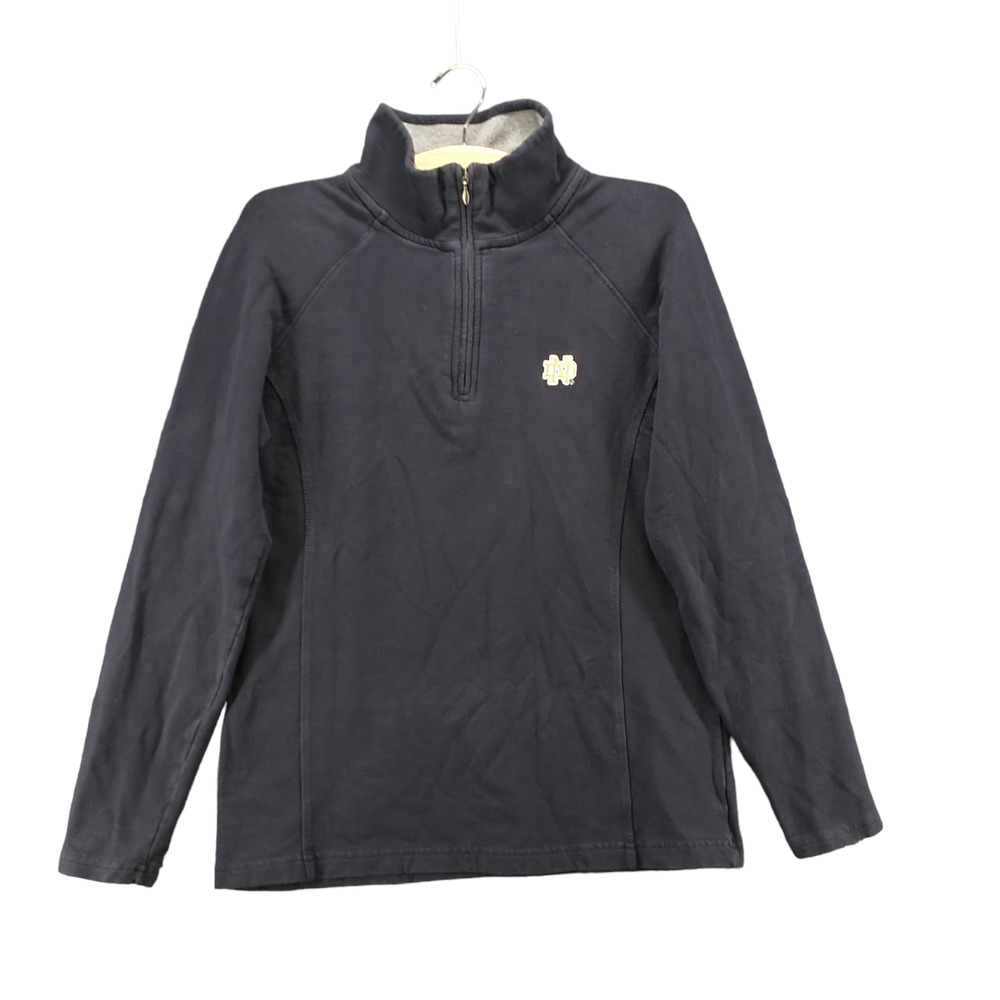 Lady Irish Womens Notre Dame 1/4 Zip Sweatshirt Blue Small Long Sleeve Mock Neck